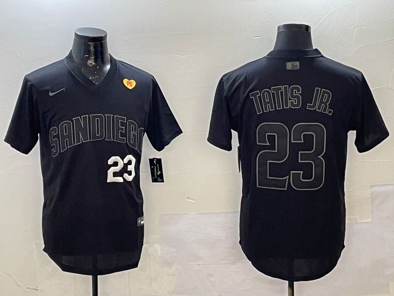 Men San Diego Padres 23 Tatis jr Black Throwback Game 2025 Nike MLB Jersey style 7